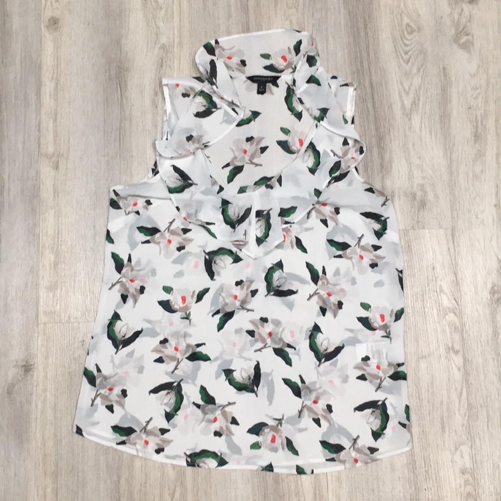 Banana Republic White Sleeveless Blouse